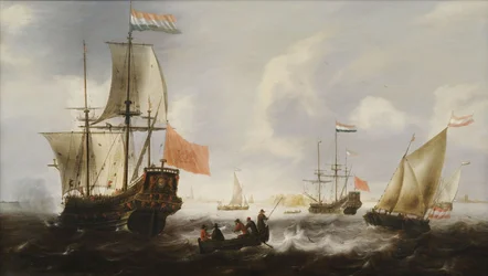 Frégates et bateaux hollandais au large de Vlissingen